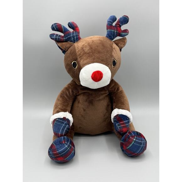 Dearfoams Reindeer Plaid Plush Stuffed Animal Christmas Toy 14” - Picture 1 of 8